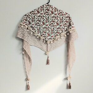 3/$25 Beautiful 70" floral & Tan Shawl NWOT!!